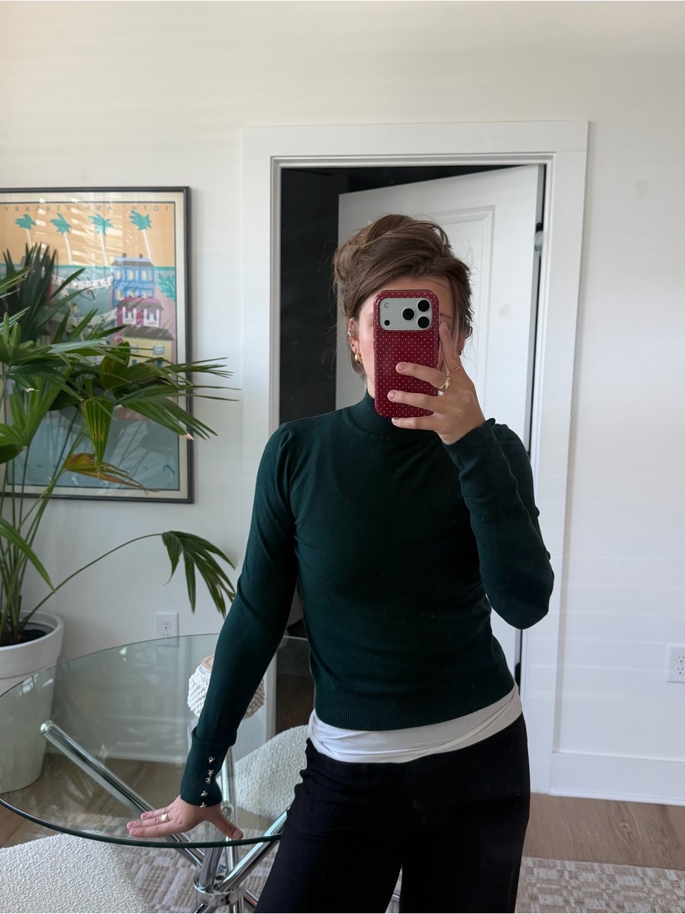 Topshop Dark Green Turtleneck Sweater